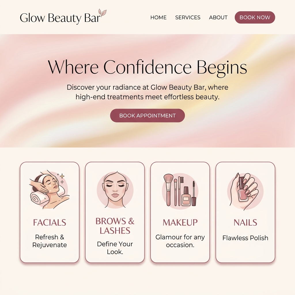 Glow Beauty Bar website preview